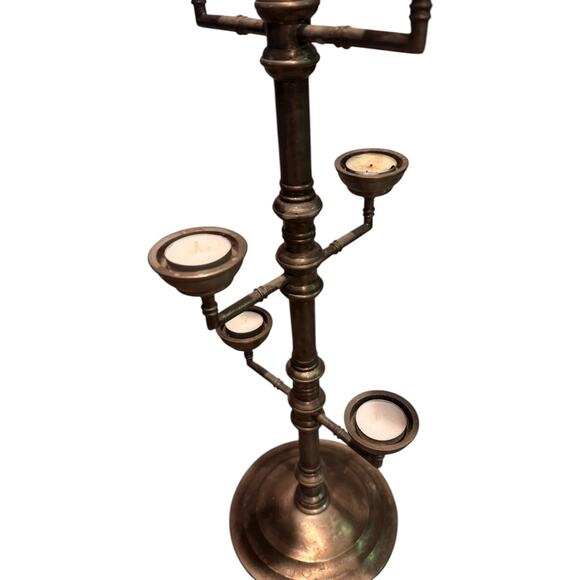 Vintage Style Pottery Barn Metal Candleholder Multi-Tier Candelabra Accent Decor - Picture 5 of 16